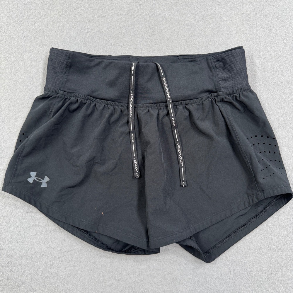 Under Armour Running Shorts Women's XS Black Speedpocket Elastic Waist Athletic